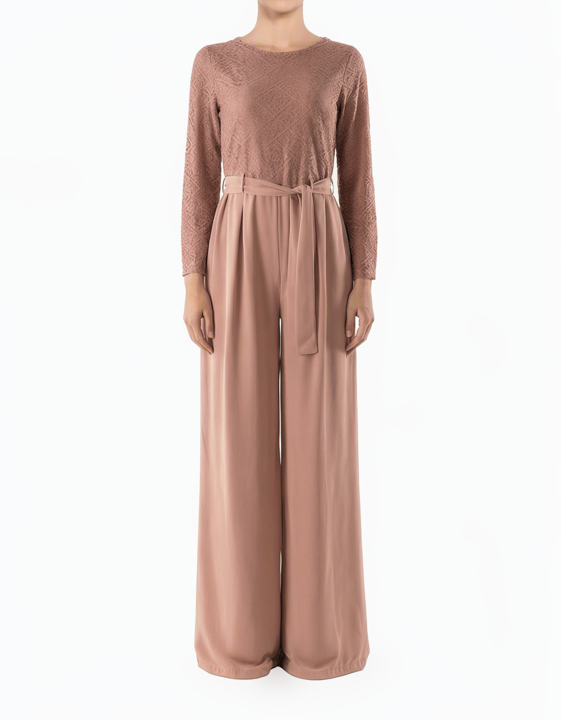 Mauve SHOW STOPPER lace detail jumpsuit