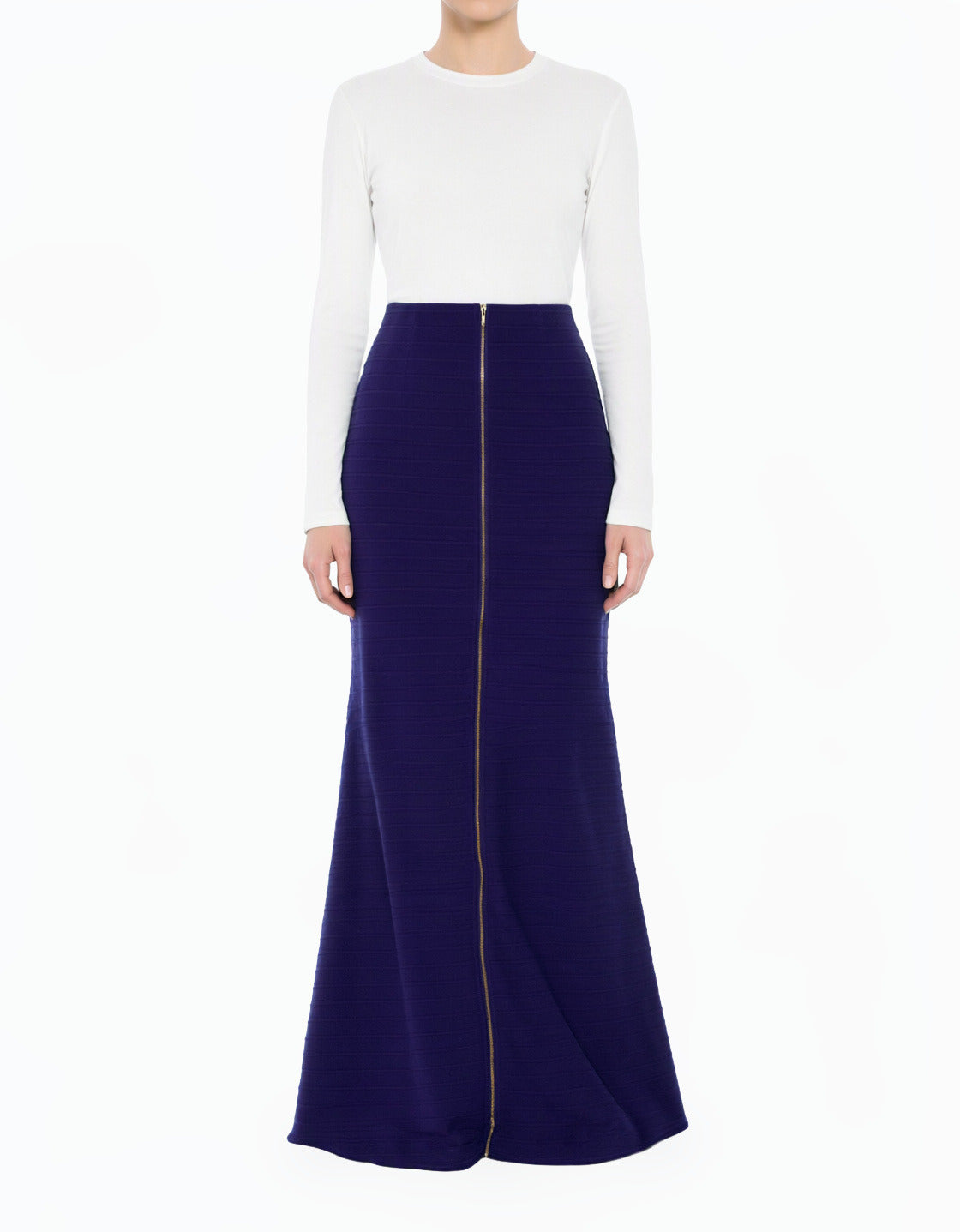 Midnight Blue Zipper Pencil Skirt