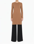 Mocha Basic Modest Long Sleeve Cotton Midi Top