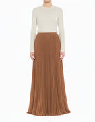 Mocha Pleated Chiffon Modest Maxi Skirt
