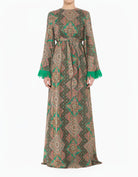 Moroccan print captivated in tassel modest maxi dress