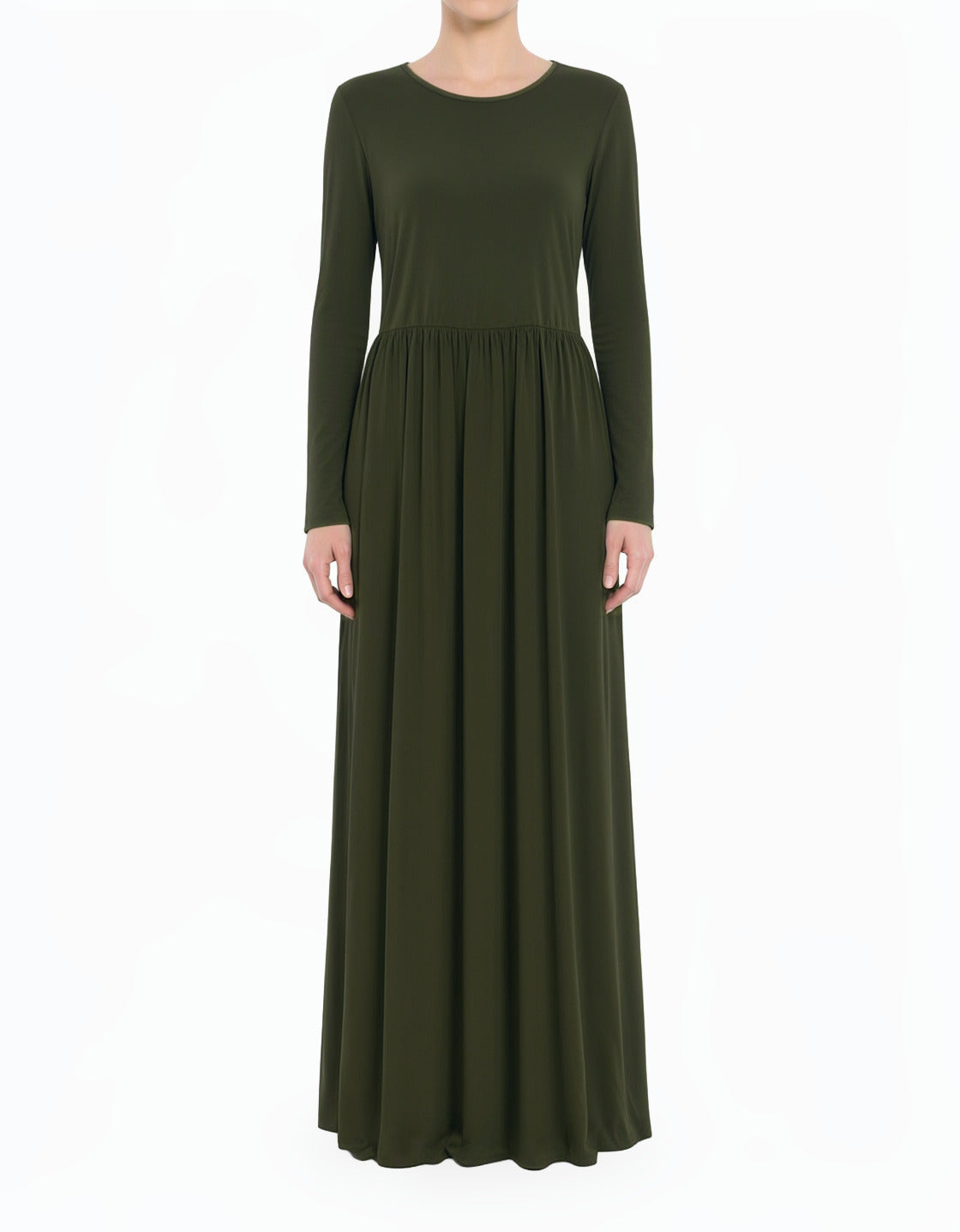Deep Olive Original Milk Silk Modest Maxi Dress