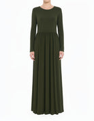Deep Olive Original Milk Silk Modest Maxi Dress