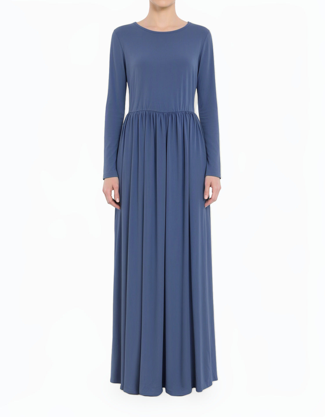 Dusty Blue Original Milk Silk Modest Maxi Dress