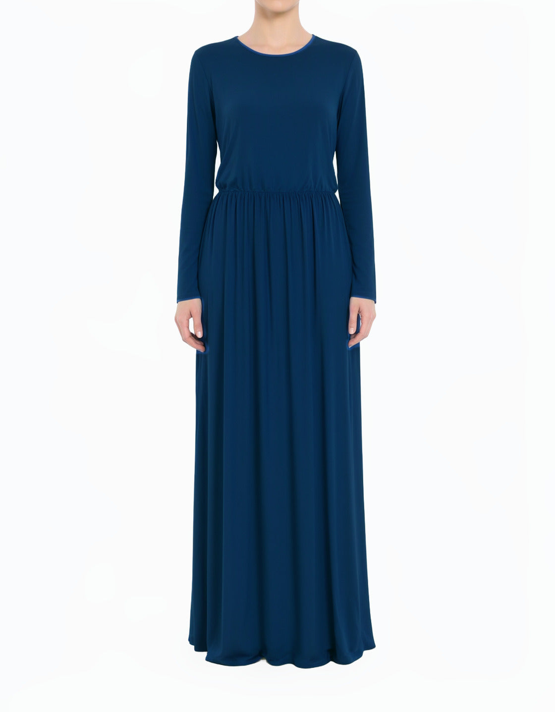 Jazz Blue Milk Silk Modest Maxi Dress / Pockets