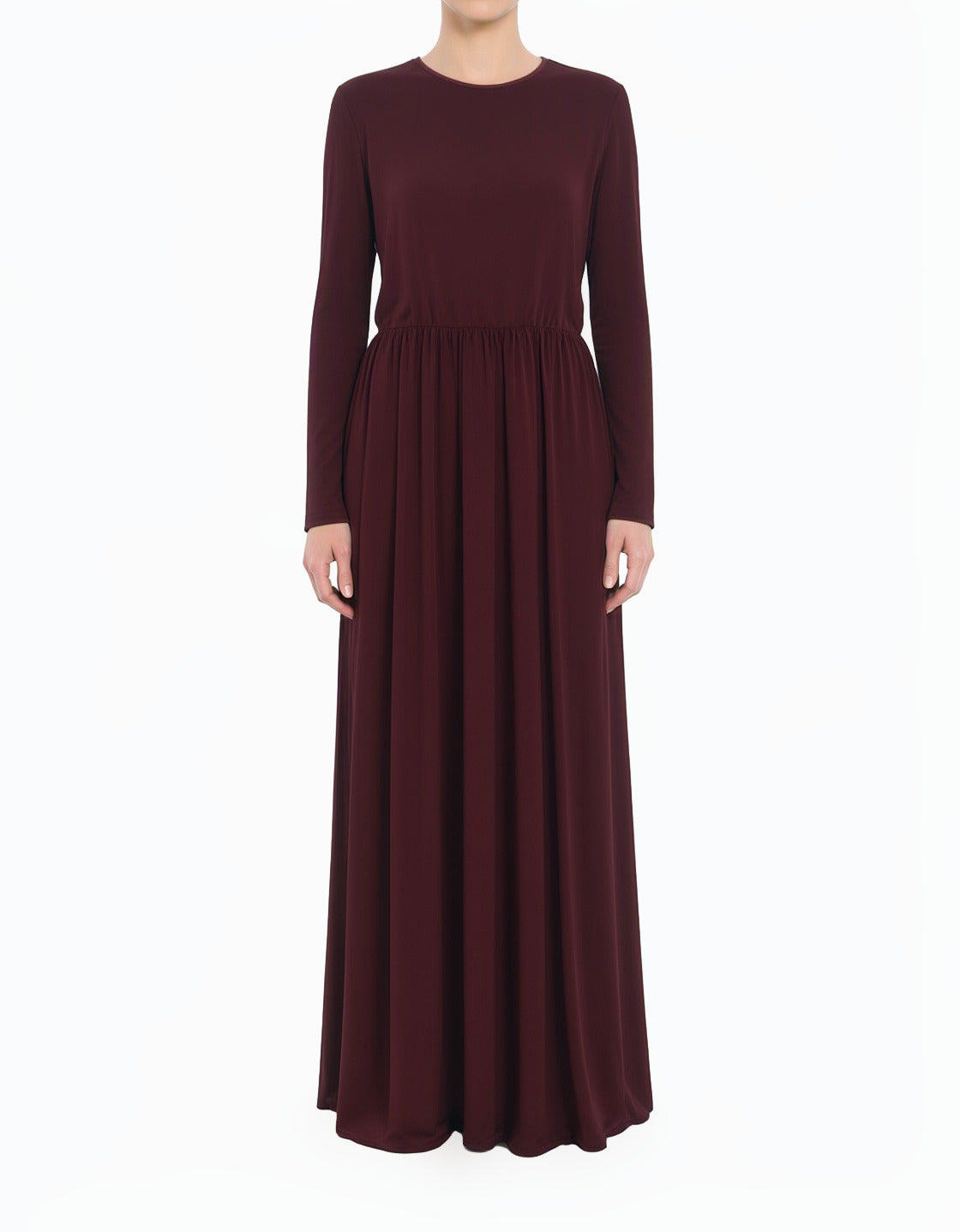 Maroon Original Milk Silk Modest Maxi Dress