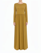 Mustard Milk Silk Modest Maxi Dress