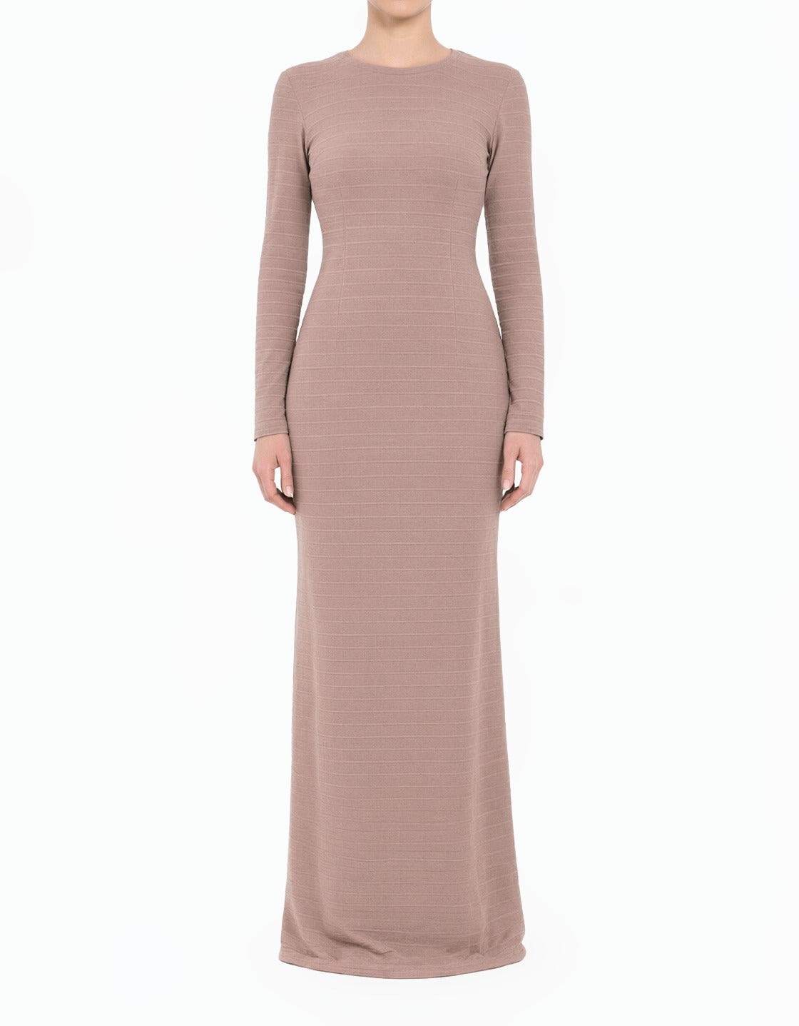 Muave Bodycon Long Sleeve Modest Maxi Dress