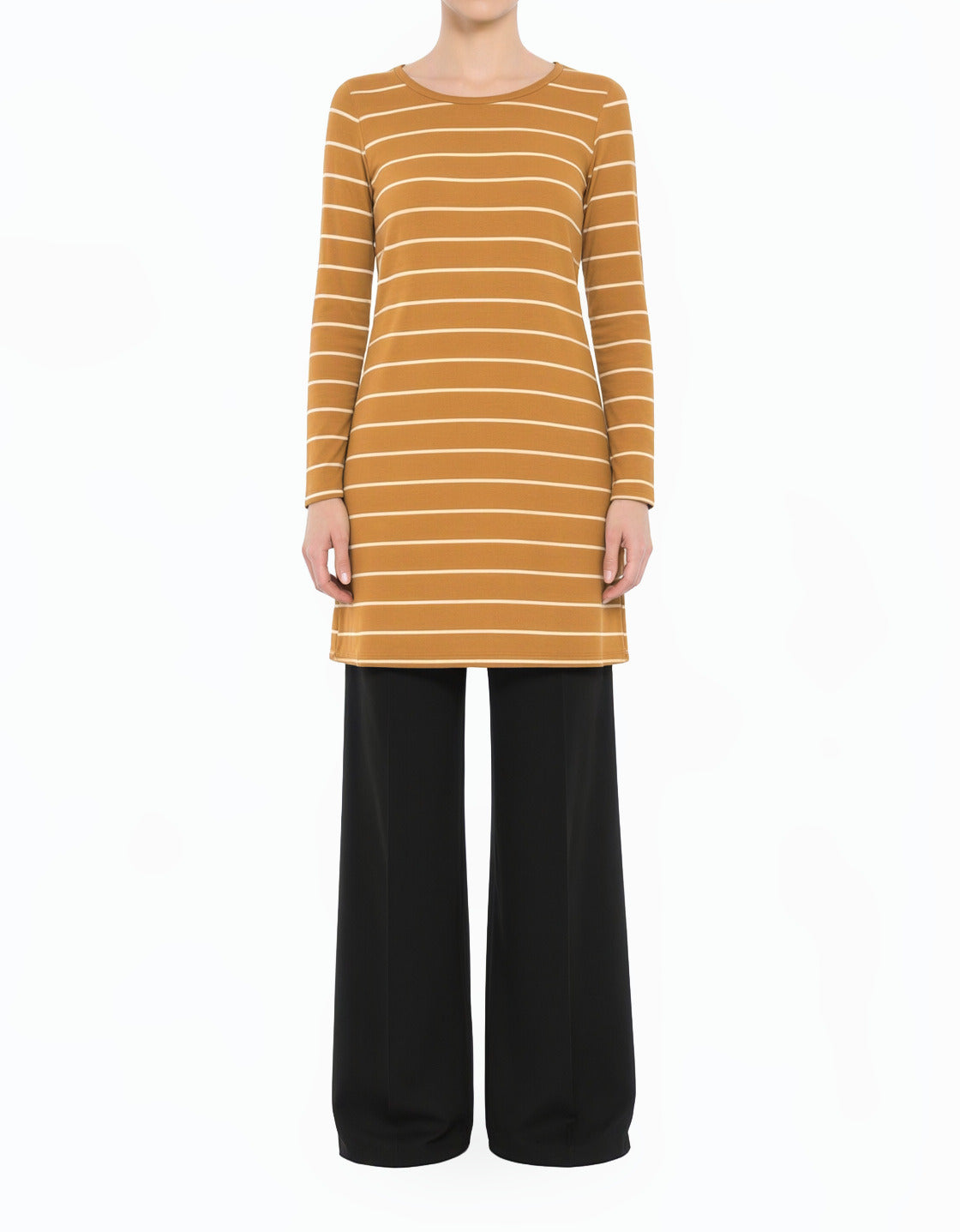 Mustard Cotton-striped midi top