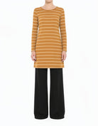 Mustard Cotton-striped midi top