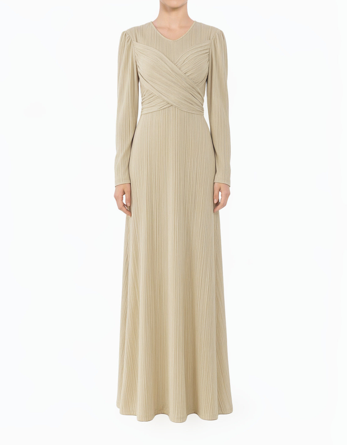 Oatmeal Ma Chérie Ribbed Modest Maxi Dress
