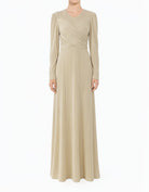 Oatmeal Ma Chérie Ribbed Modest Maxi Dress