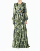Olive Cheetah Floral Modest Maxi Dress