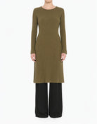 Olive Modest Long Sleeve Midi Sweater Dress