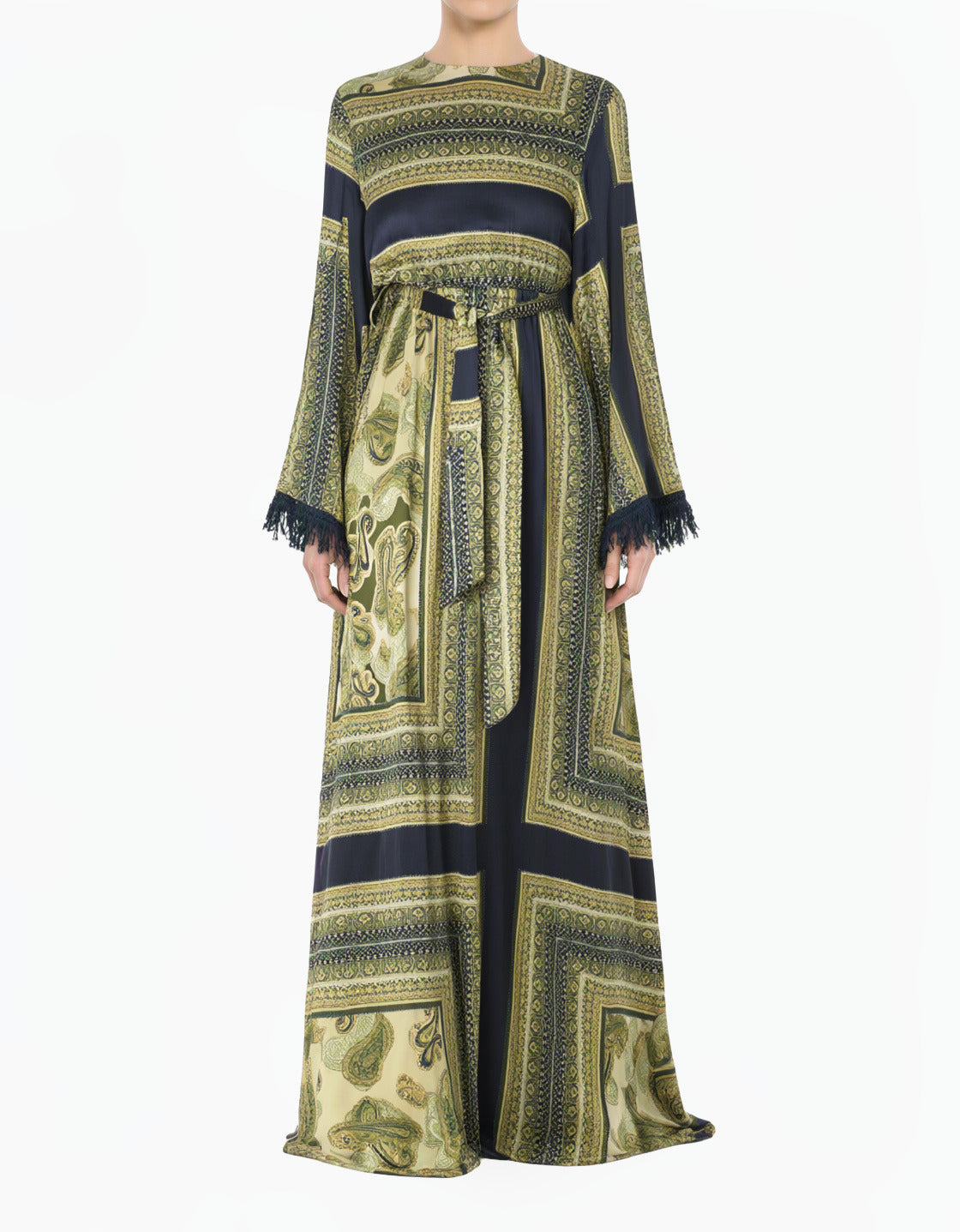 Olive Tassle Paisley Modest Maxi 👗