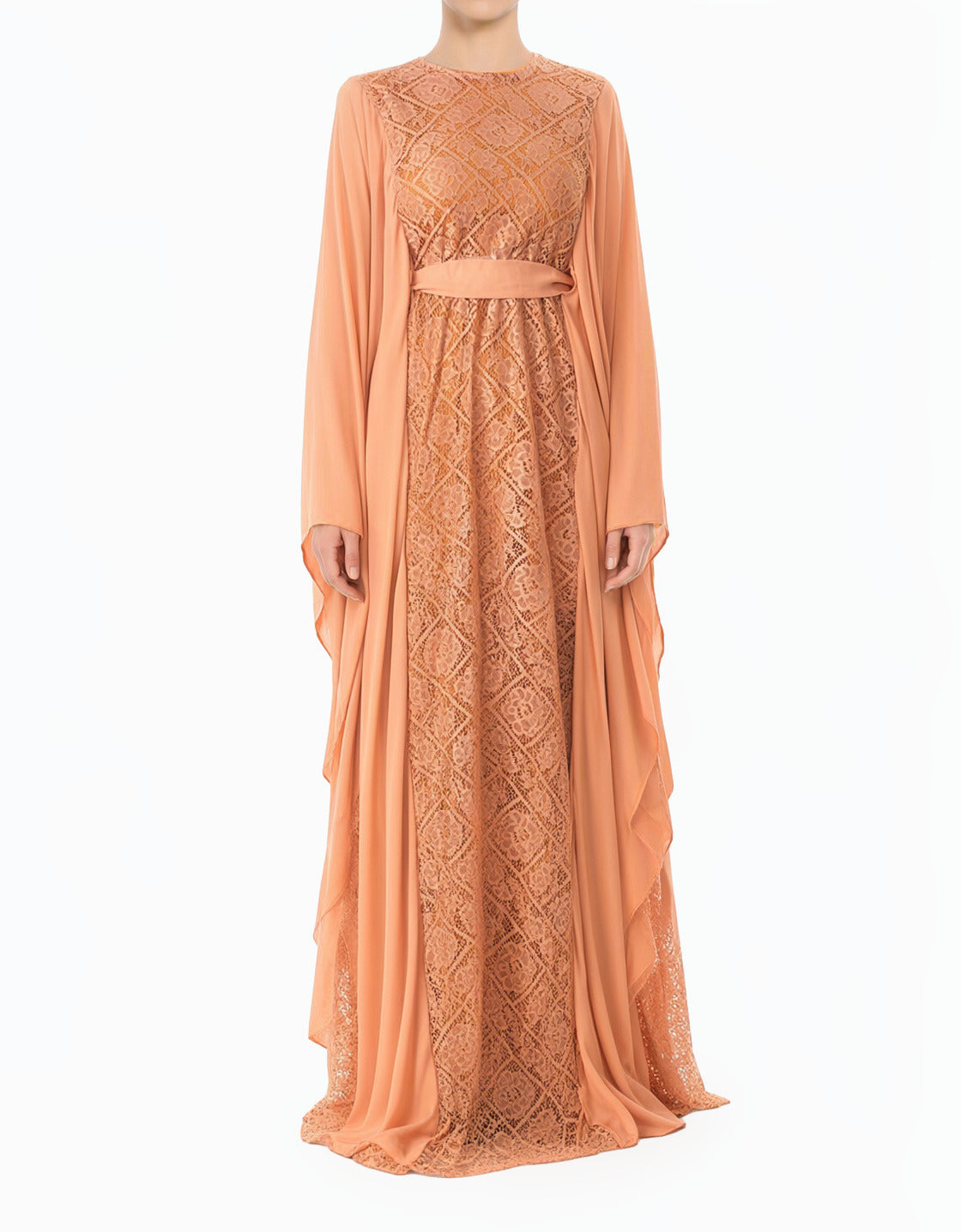 Peach Blush Salina butterfly Chiffon abaya