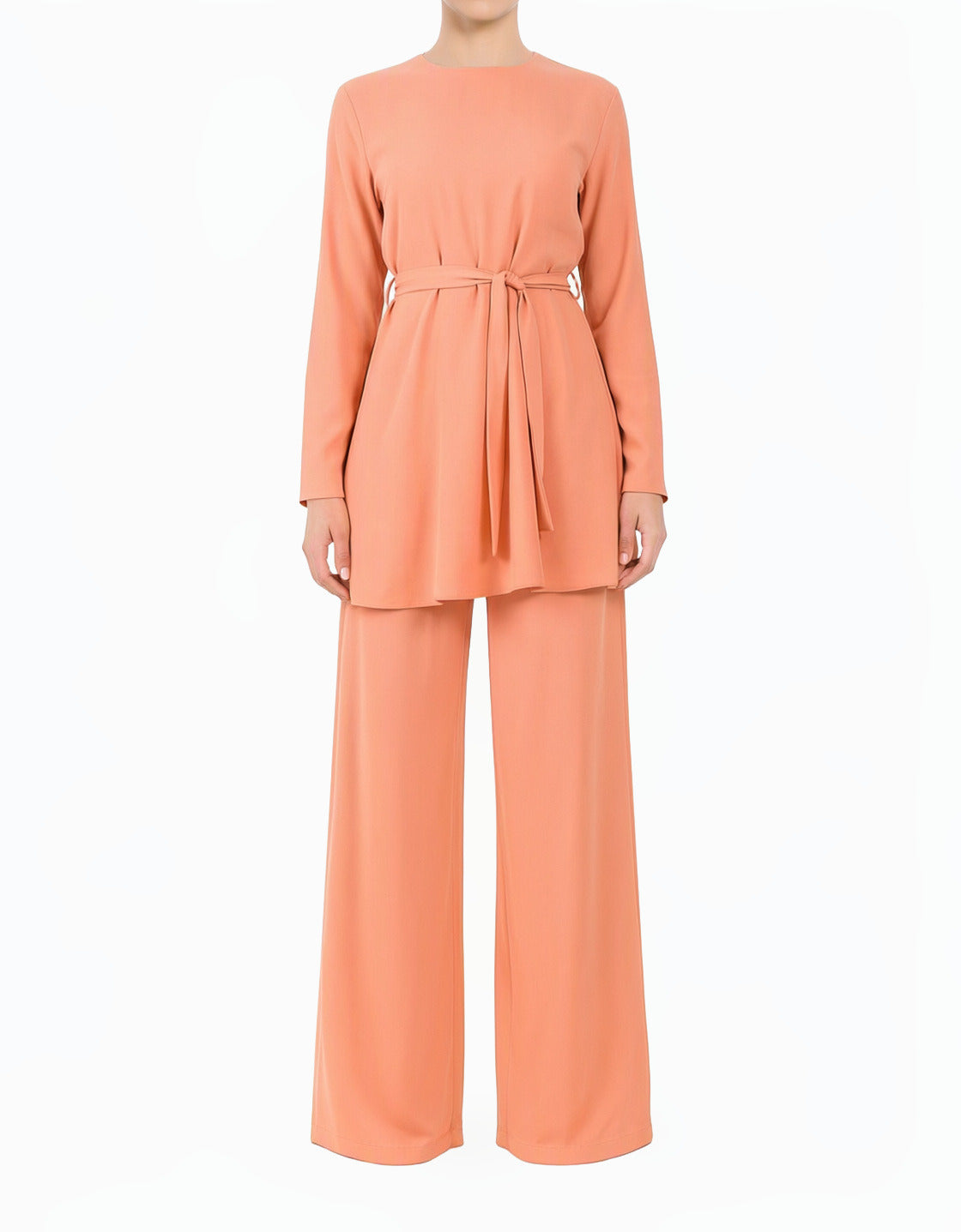Peach Blush Solid Modest Matching set