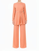 Peach Blush Solid Modest Matching set