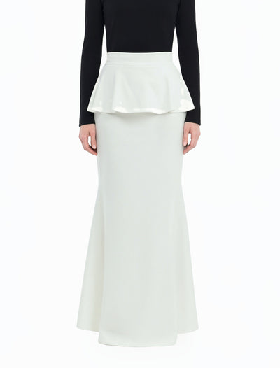 White Peplum Modest Maxi Skirt
