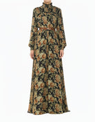 Pretty Floral Umbrella Chiffon Modest Maxi Dress