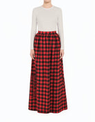 Red Plaid Modest Maxi Skirt