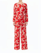 Red Regents Floral Modest Long Sleeve Jumpsuits