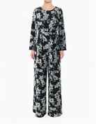 Black Regents Floral Modest Long Sleeve Jumpsuits