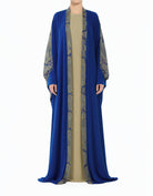 Royal Blue Abaya set Moroccan print