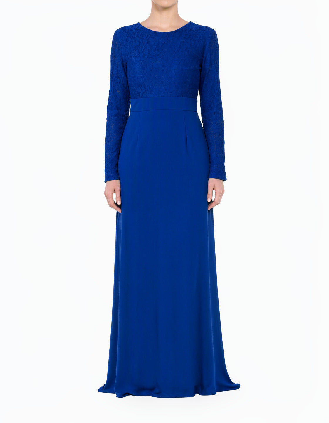 Royal Blue Bow-Tie Fetching Modest Maxi Dress