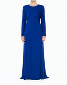 Royal Blue Bow-Tie Fetching Modest Maxi Dress