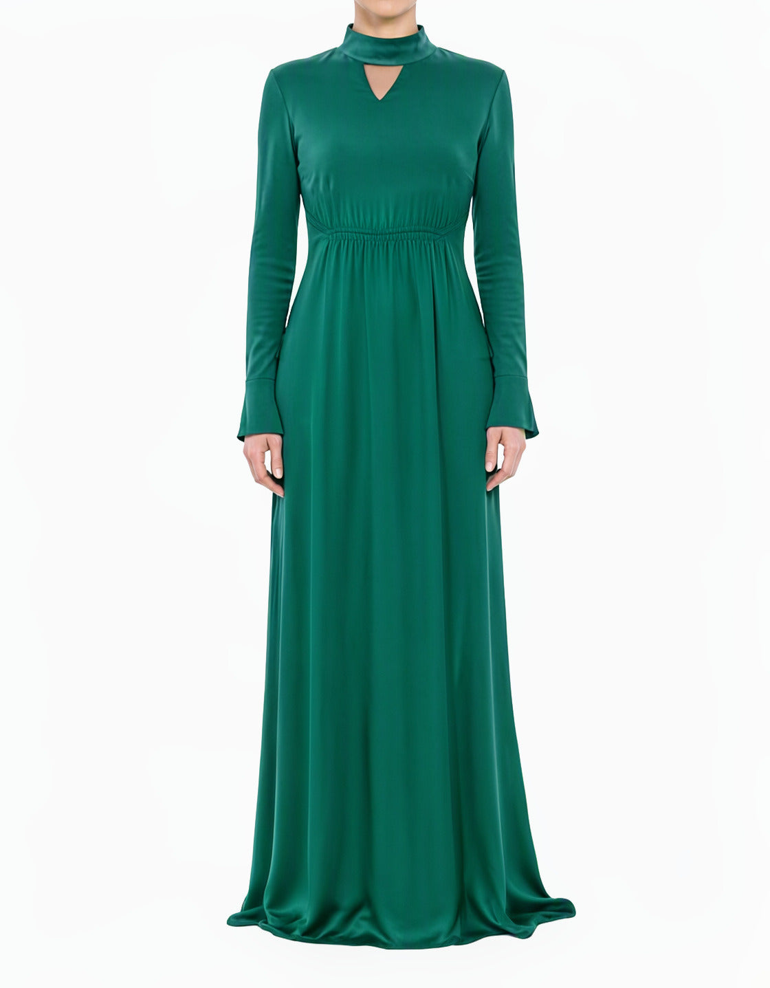 Royal Green Satin dreamy romance modest maxi dress