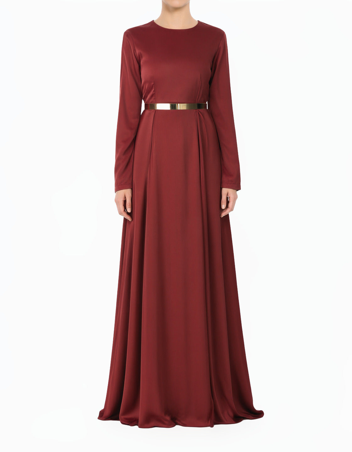 Maroon Take Me for a Dance Satin Modest Maxi Dress
