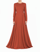 Rust Orange A-Line Modest Maxi Dress