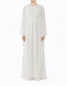 White Salina butterfly Chiffon abaya