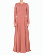 Salmon A-Line Modest Maxi Dress