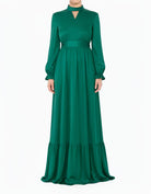 Green Satin dreamy romance modest maxi dress