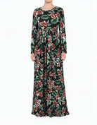 Seasonal Palms Pleated Modest Maxi Dress