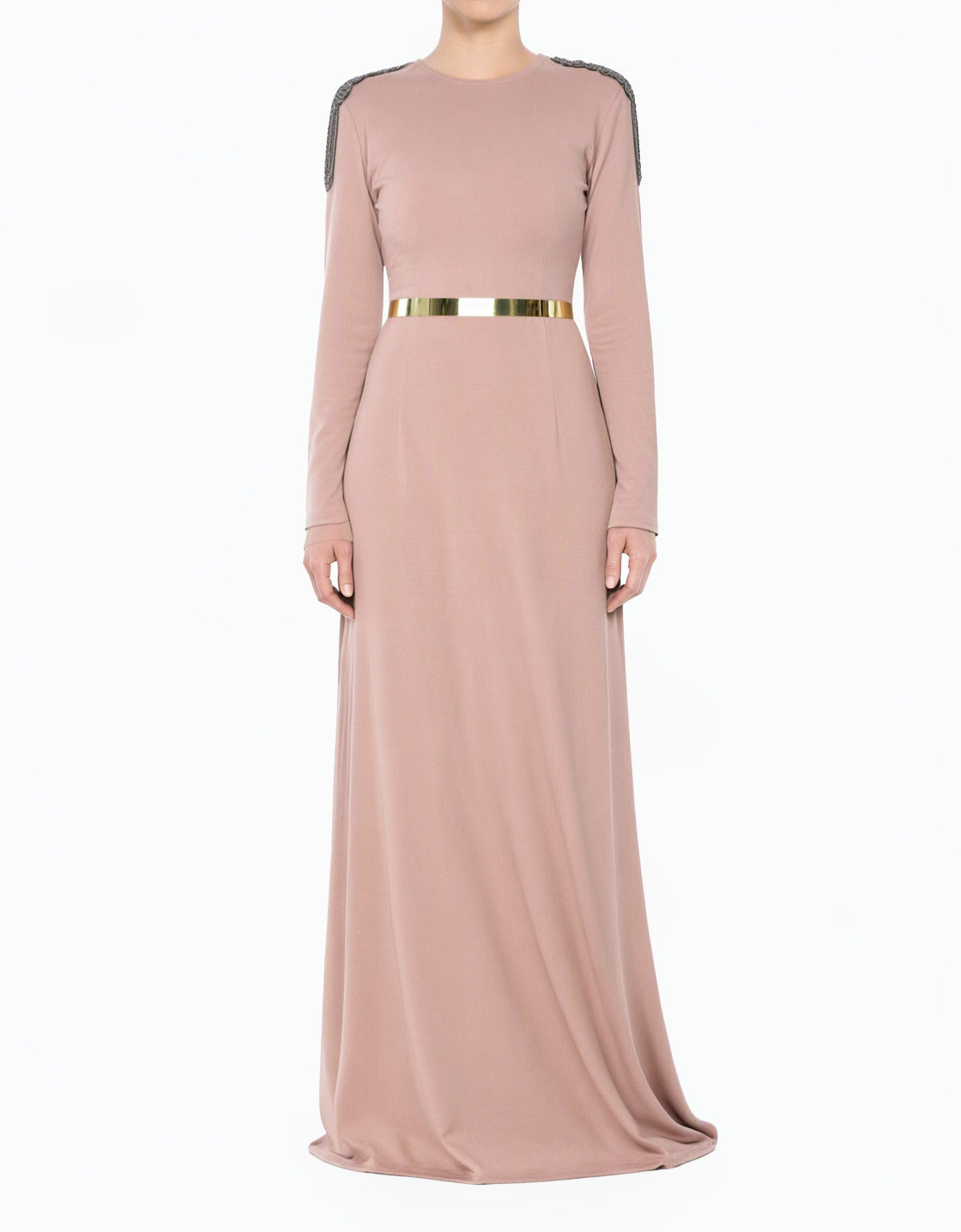 Mauve Shoulder Chains Modest Dress