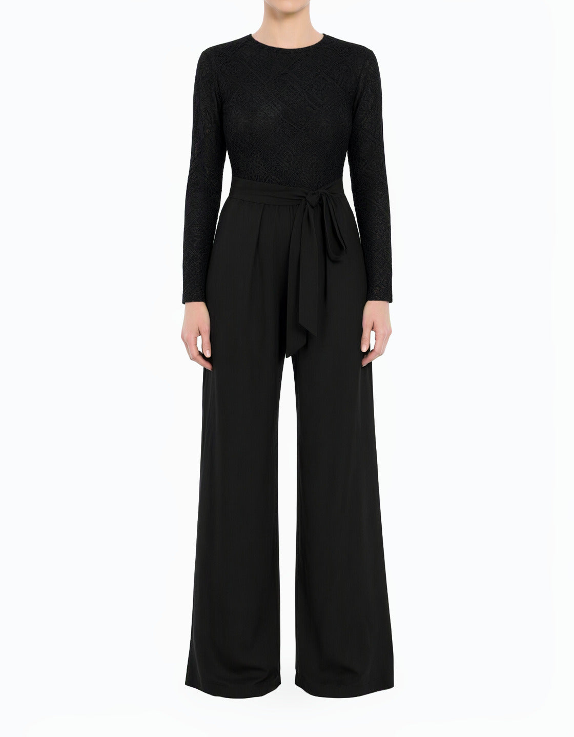 Black SHOW STOPPER lace detail jumpsuit