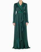 Emerald green So Classy Elegance Wrapped Satin Modest Maxi Dress