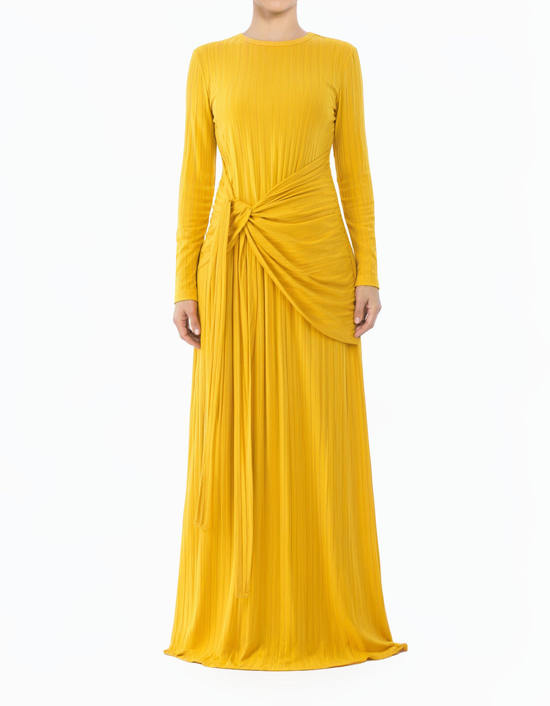 Yellow Soft Ribbed Stunning Modest Maxi Dress