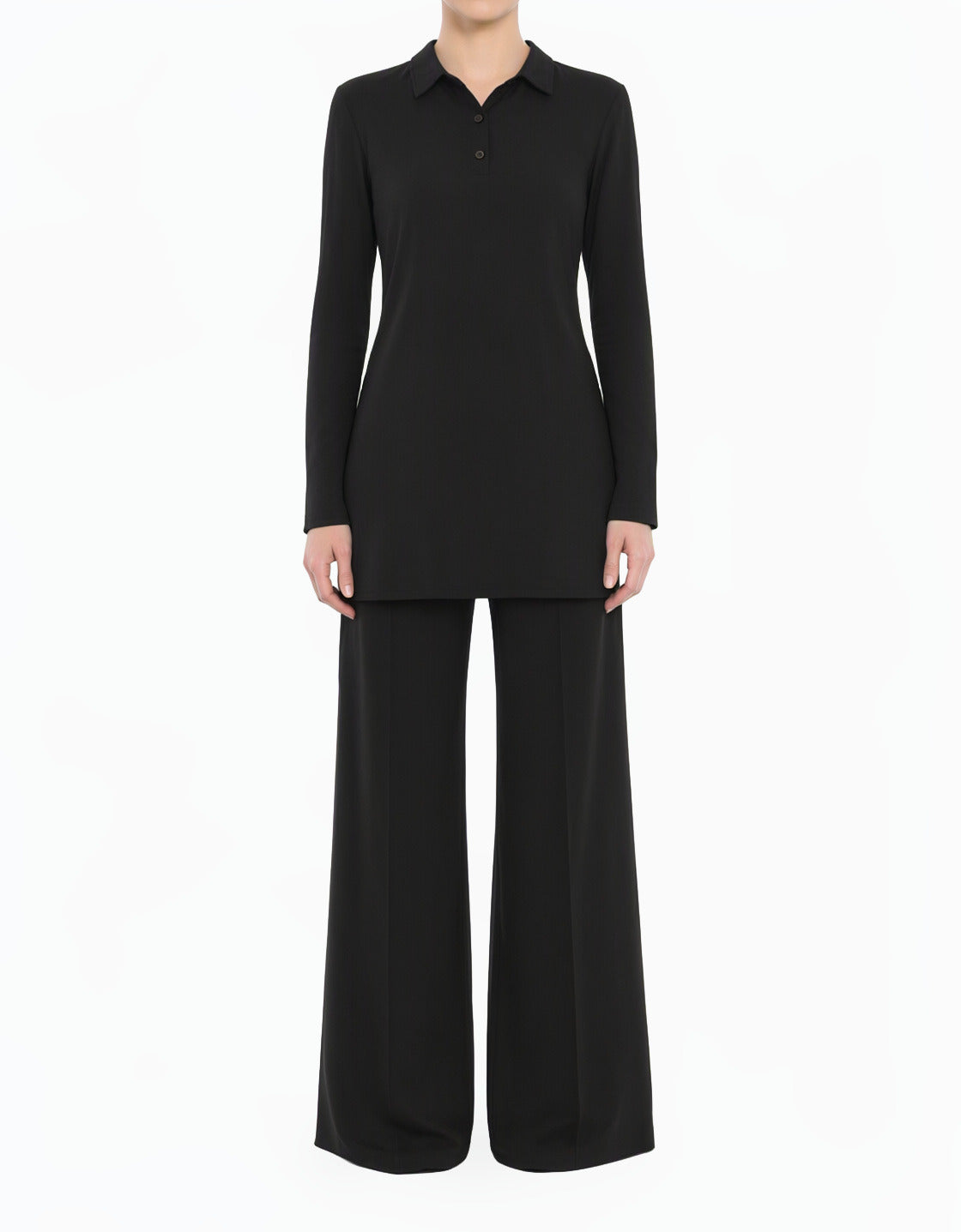 Black Solid Tunic Modest top