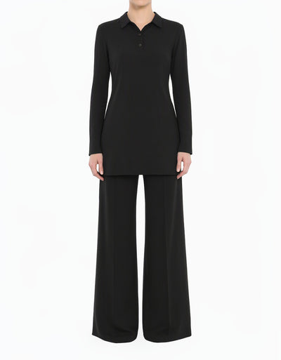 Black Solid Tunic Modest top
