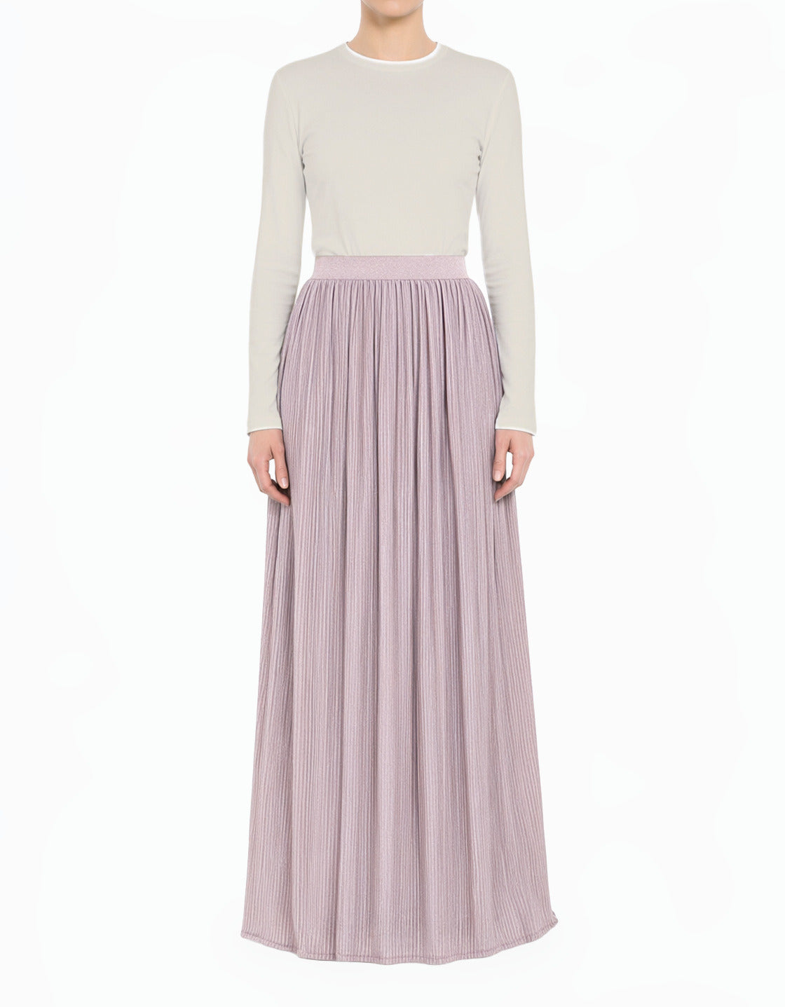 Lilac Gray Sparkle Tulle Modest Maxi Skirt