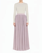 Lilac Gray Sparkle Tulle Modest Maxi Skirt