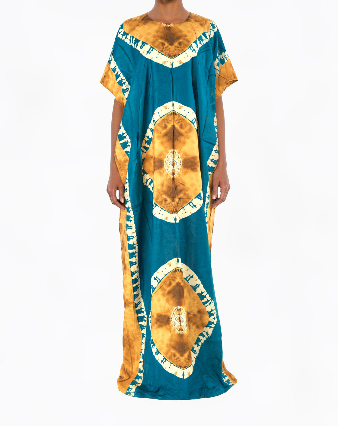 Teal /Tan African Queen Bati Dress