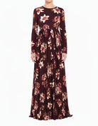 Maroon The Obliged Pleated Modest Maxi Dress