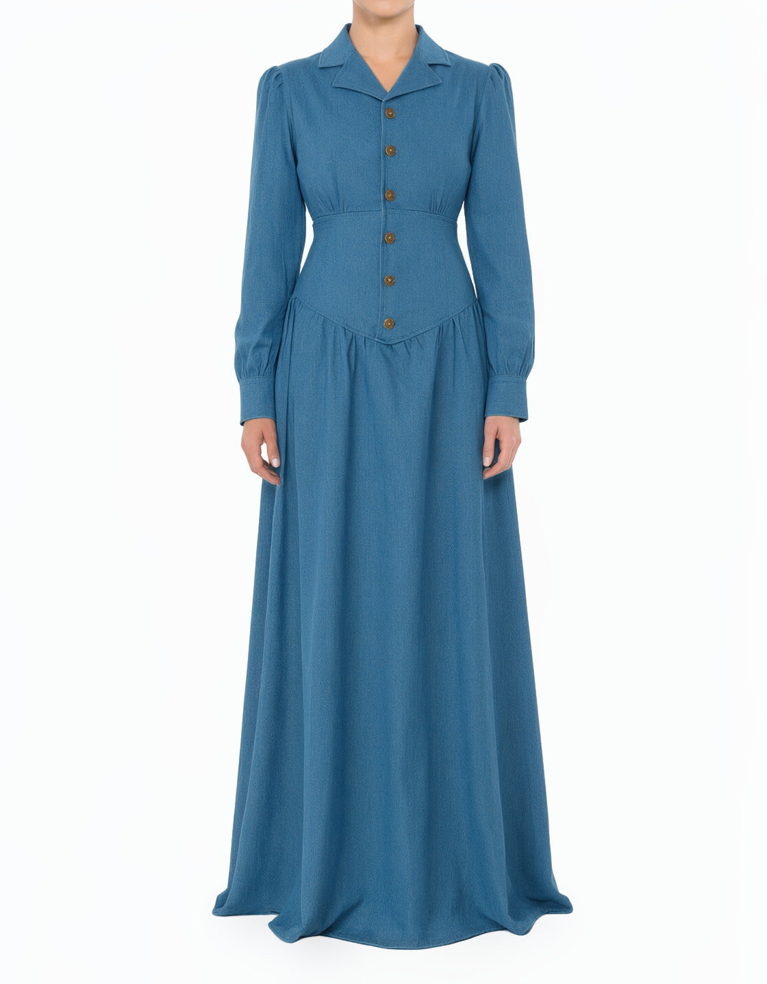 Soft-Wash Vintage Moments Denim Modest Maxi Dress