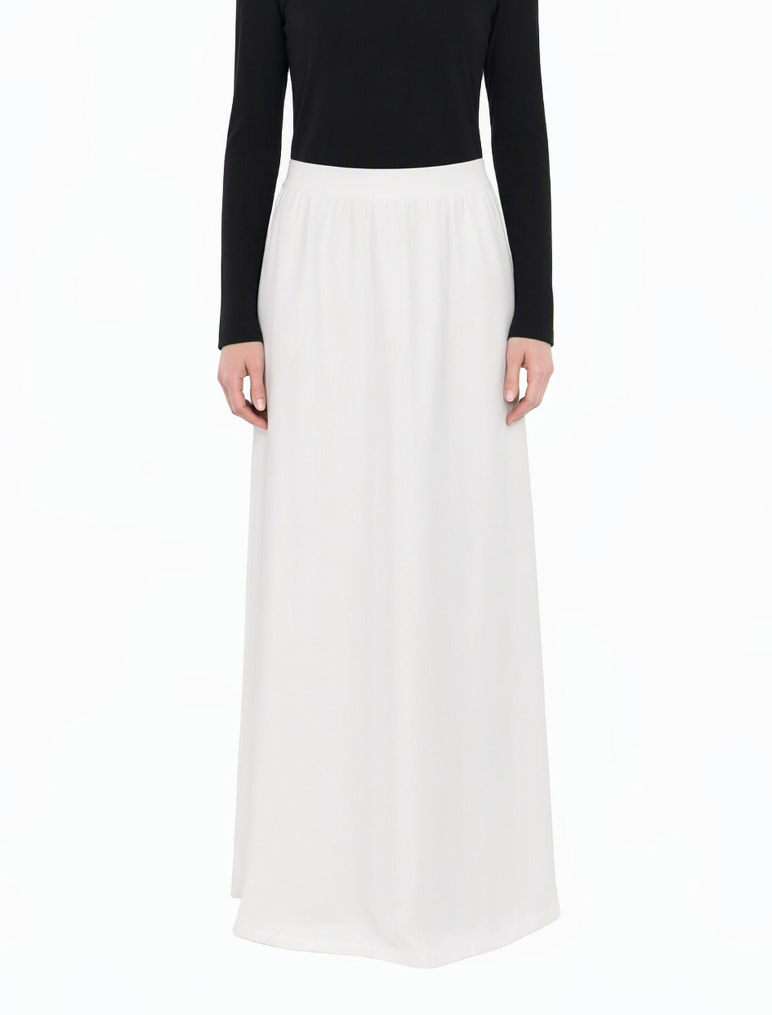 White Classic Modest Maxi Skirt