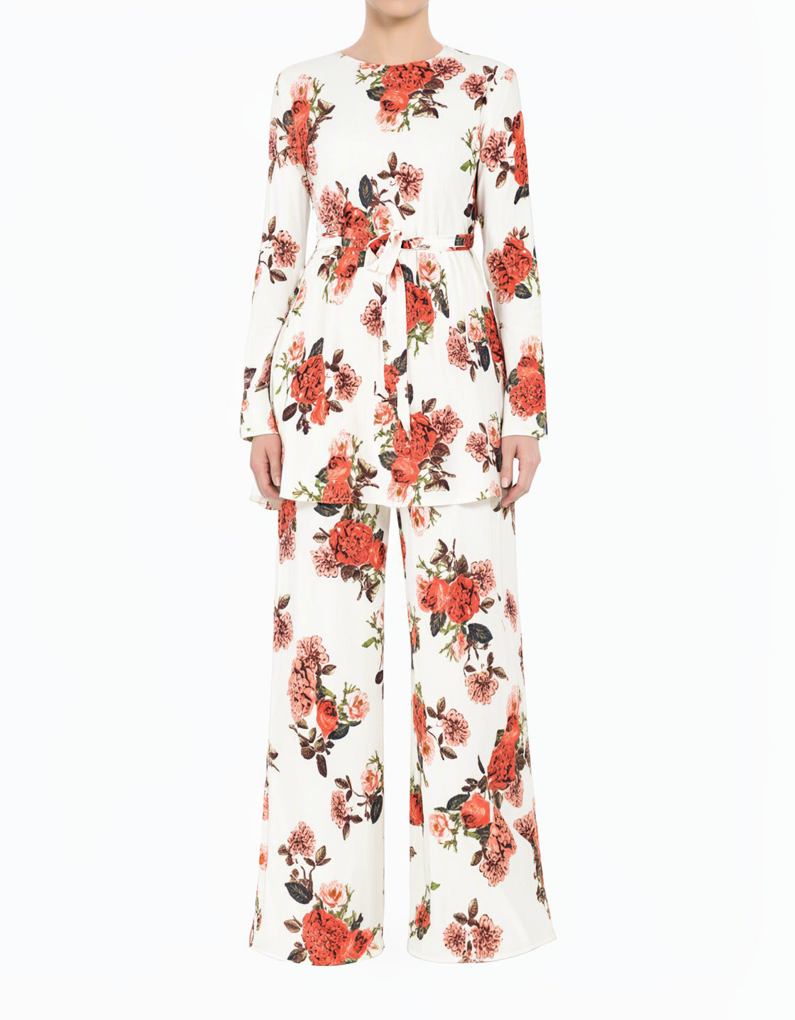 White floral Modest Matching set